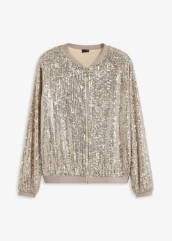 bonprix Bekleidung·Hosen|Jacken & Mäntel^Pailletten-Blouson sand
