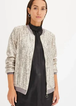 bonprix Bekleidung·Hosen|Jacken & Mäntel^Pailletten-Blouson sand