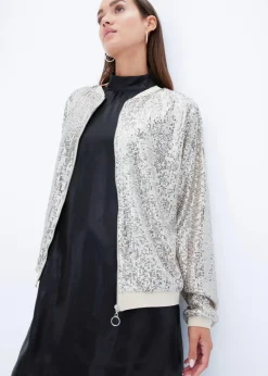 bonprix Bekleidung·Hosen|Jacken & Mäntel^Pailletten-Blouson sand