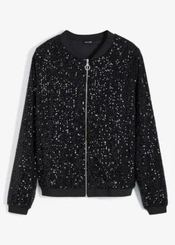 bonprix Jacken & Mäntel|Bekleidung·Hosen^Pailletten-Blouson schwarz