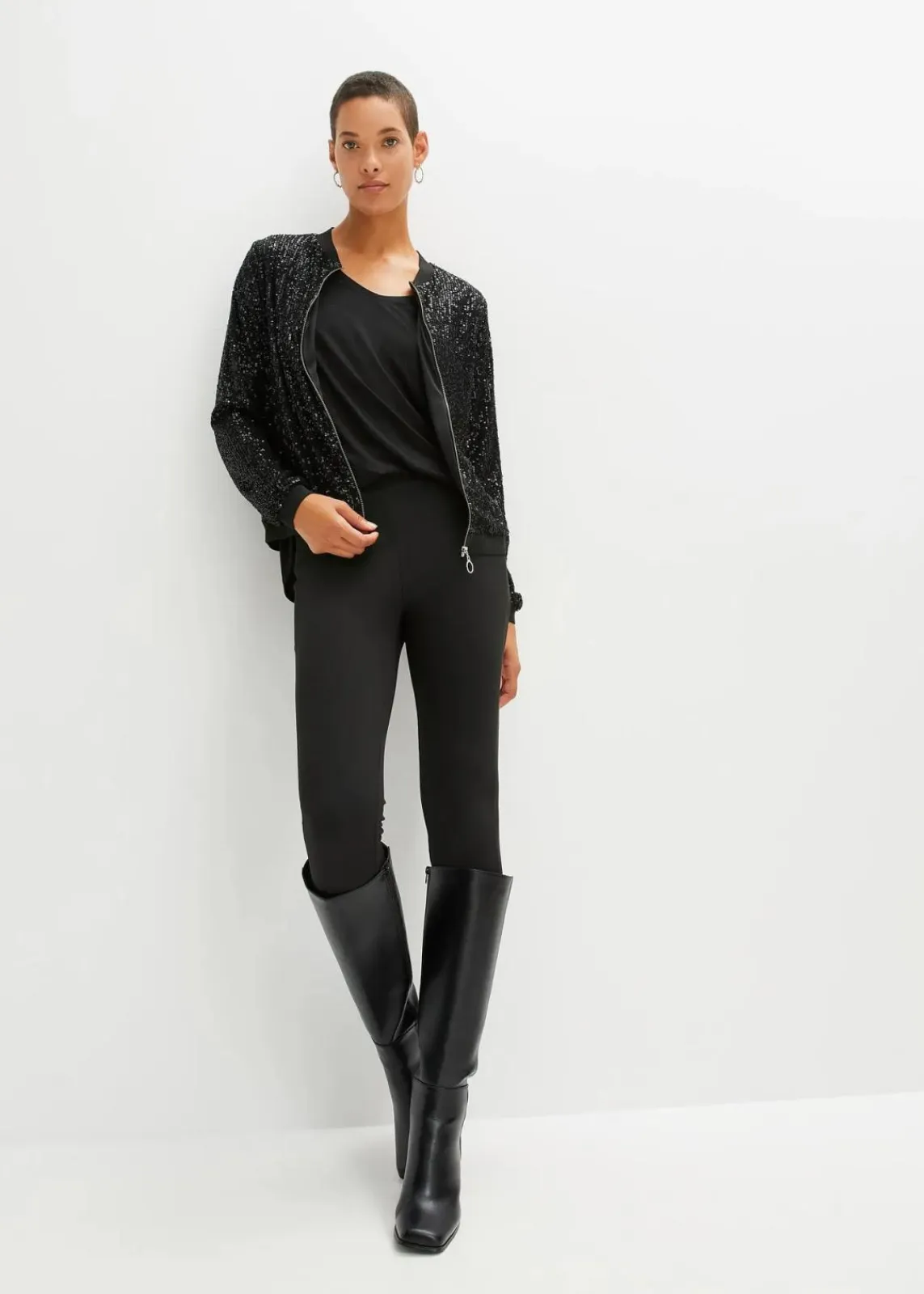 bonprix Jacken & Mäntel|Bekleidung·Hosen^Pailletten-Blouson schwarz