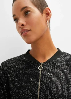 bonprix Jacken & Mäntel|Bekleidung·Hosen^Pailletten-Blouson schwarz