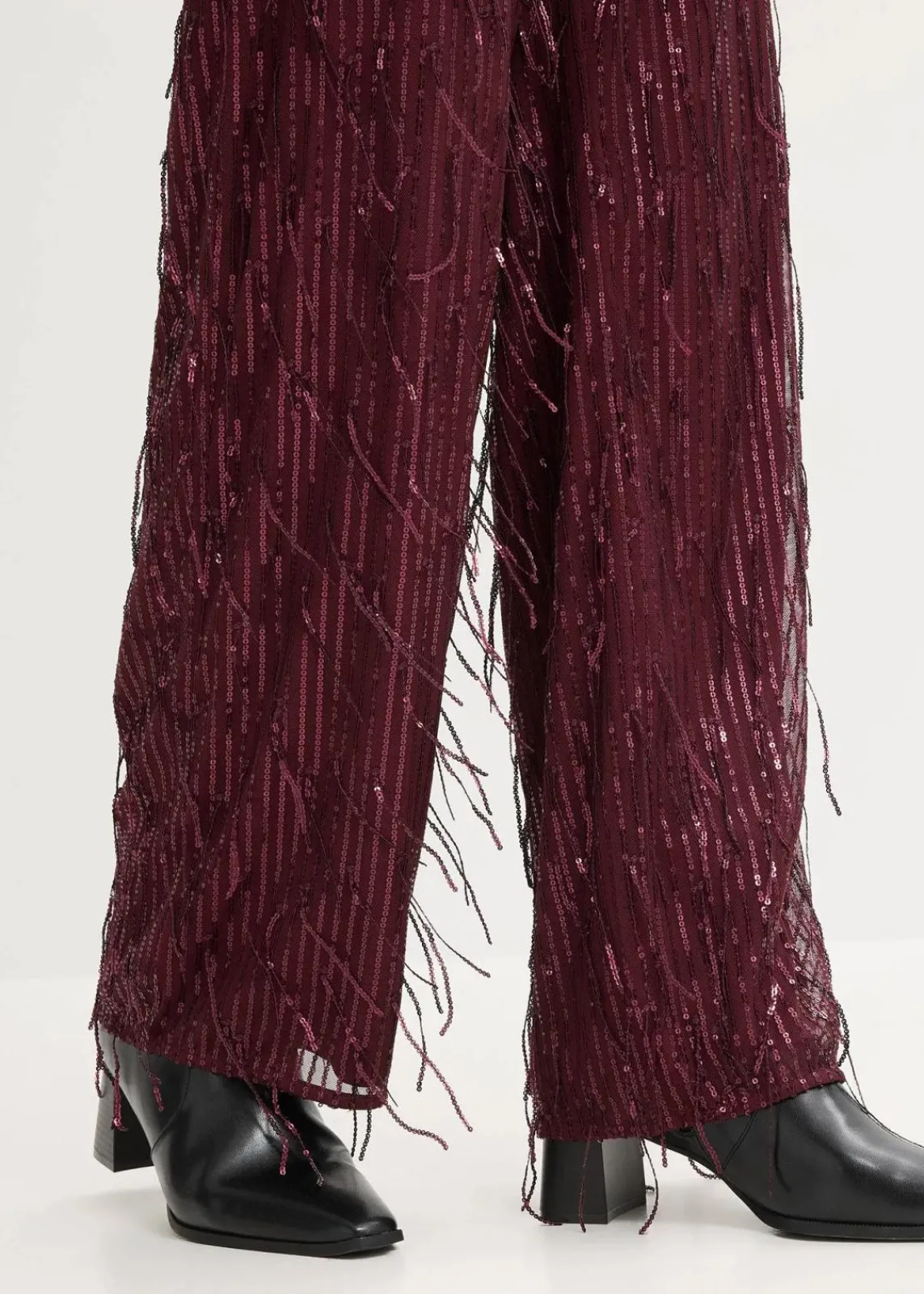 bonprix Hosen|Bekleidung·Kleider^Paillettenhose mit Fransen weinrot