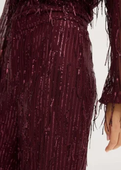 bonprix Hosen|Bekleidung·Kleider^Paillettenhose mit Fransen weinrot