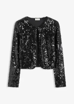 bonprix Jacken & Mäntel|Zweiteiler & Sets^Pailletten-Jacke schwarz