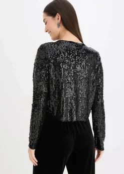 bonprix Jacken & Mäntel|Zweiteiler & Sets^Pailletten-Jacke schwarz