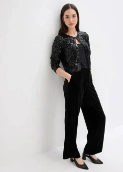 bonprix Jacken & Mäntel|Zweiteiler & Sets^Pailletten-Jacke schwarz