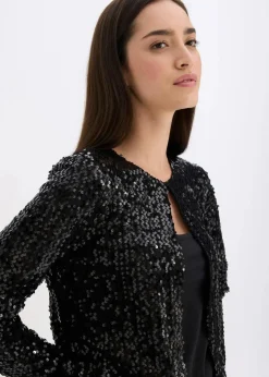 bonprix Jacken & Mäntel|Zweiteiler & Sets^Pailletten-Jacke schwarz