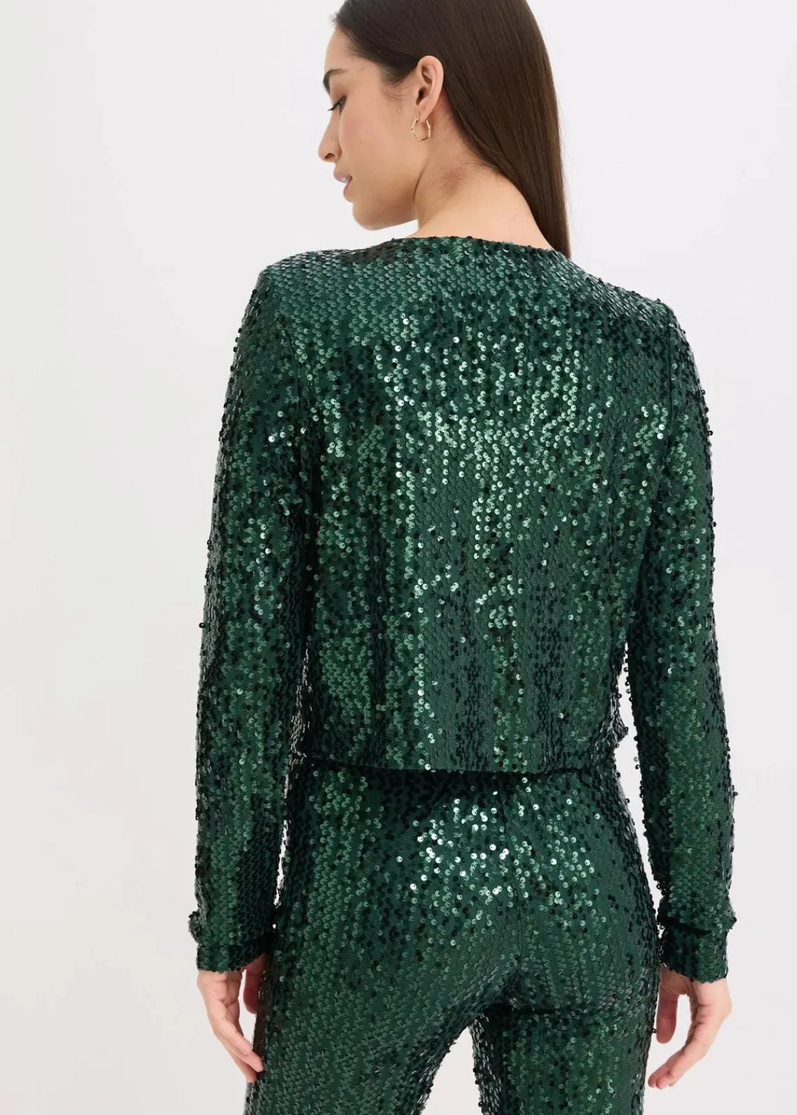 bonprix Bekleidung·Hosen|Zweiteiler & Sets^Pailletten-Jacke tiefgrün