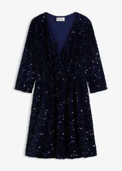 bonprix Kleider|Bekleidung·Pullover & Strickjacken^Paillettenkleid dunkelblau