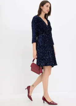 bonprix Kleider|Bekleidung·Pullover & Strickjacken^Paillettenkleid dunkelblau