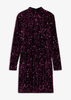 bonprix Kleider|Bekleidung·Pullover & Strickjacken^Paillettenkleid schwarz/pink