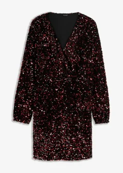 bonprix Kleider^Paillettenkleid schwarz/rot/pink