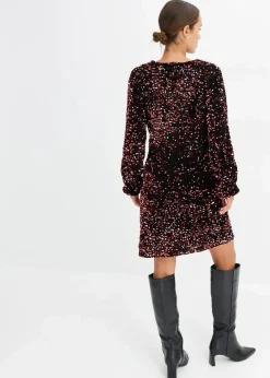 bonprix Kleider^Paillettenkleid schwarz/rot/pink