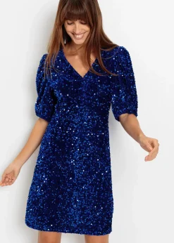 bonprix Bekleidung·Pullover & Strickjacken^Paillettenkleid saphirblau