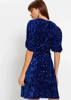 bonprix Bekleidung·Pullover & Strickjacken^Paillettenkleid saphirblau