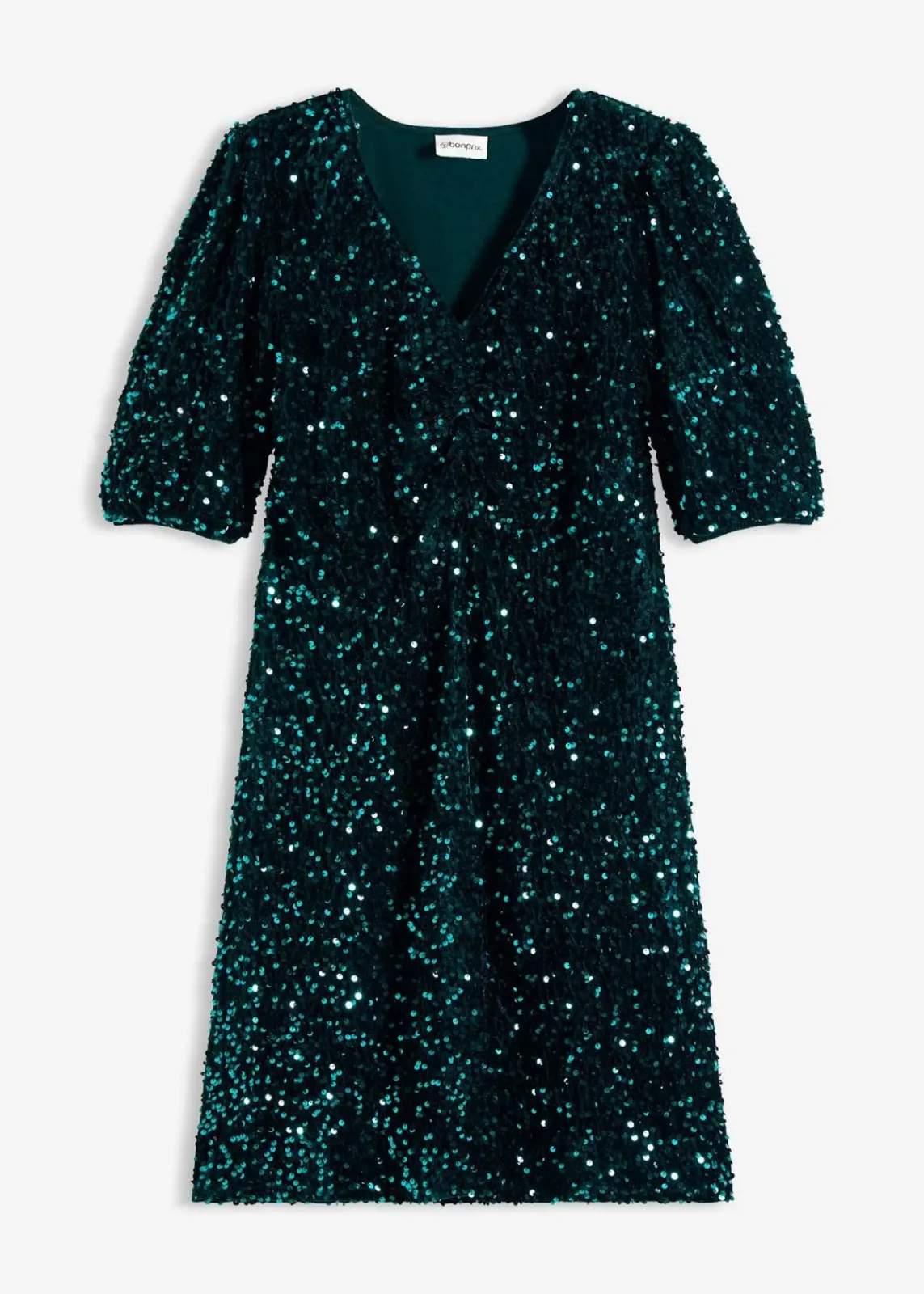 bonprix Bekleidung·Pullover & Strickjacken^Paillettenkleid dunkelgrün