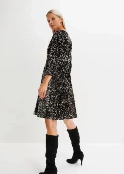 bonprix Bekleidung·Pullover & Strickjacken|Kleider^Paillettenkleid schwarz/roségoldfarben