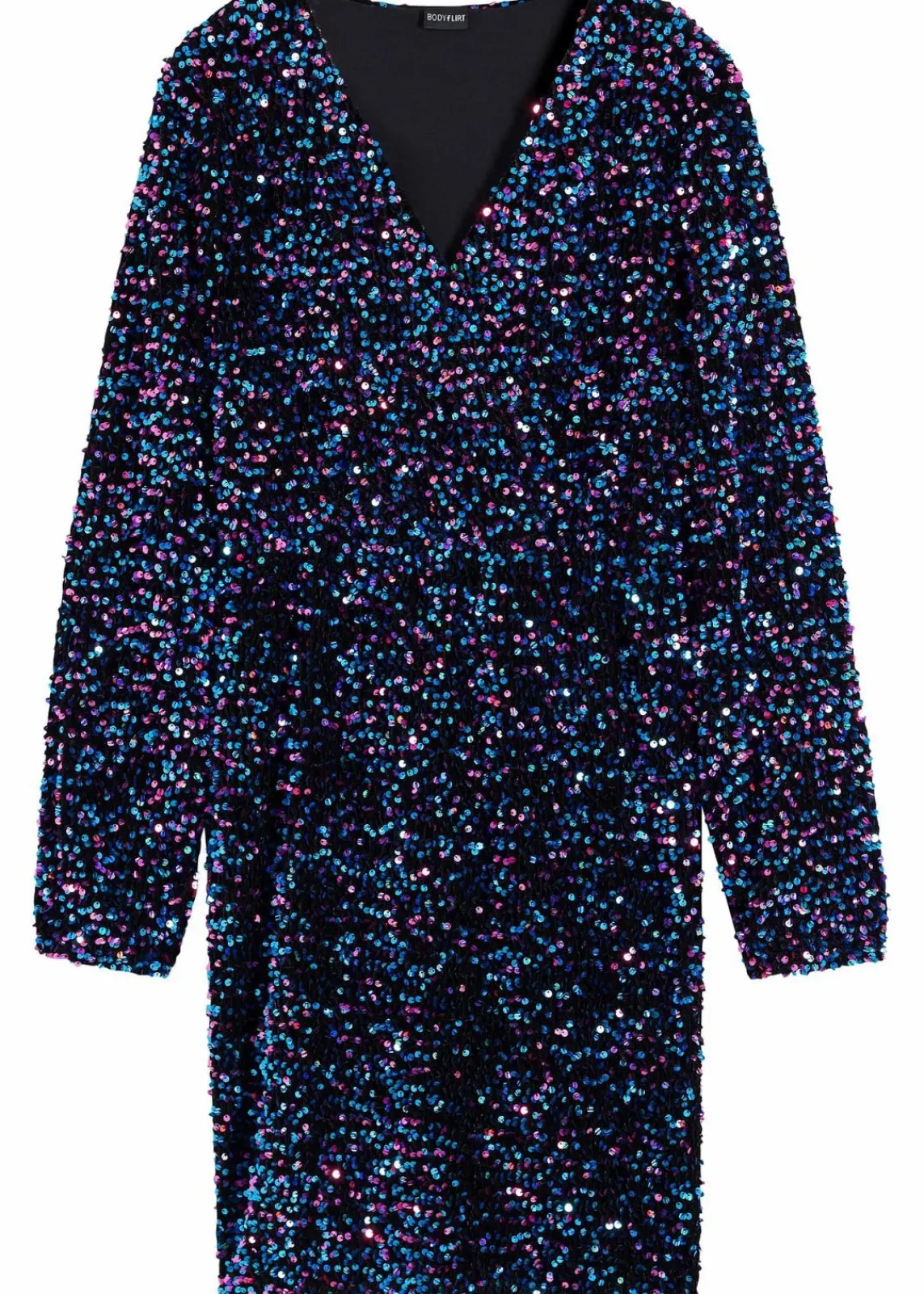 bonprix Kleider^Paillettenkleid schwarz/pink/türkis