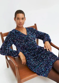 bonprix Kleider^Paillettenkleid schwarz/pink/türkis