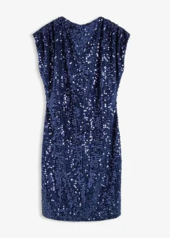 bonprix Bekleidung·Pullover & Strickjacken|Kleider^Paillettenkleid dunkelblau