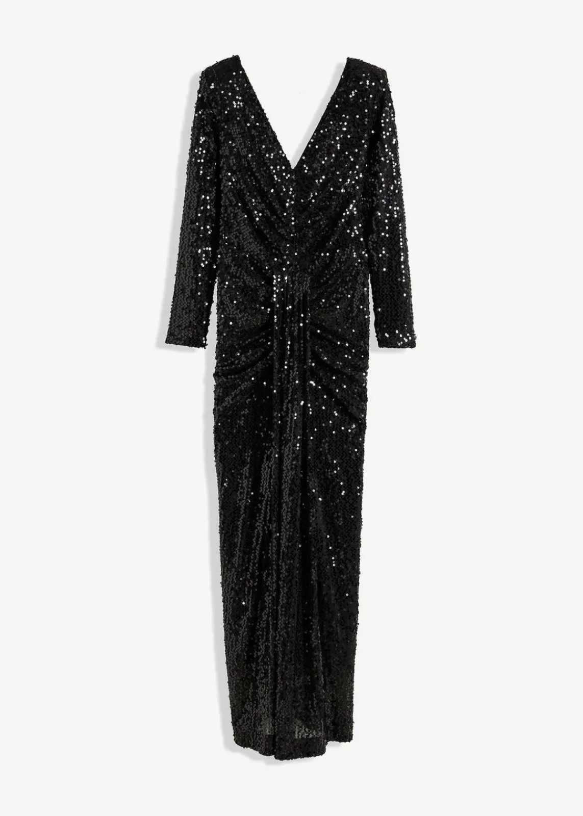 bonprix Kurzgrößen|Kurzgrößen^Paillettenkleid mit Drapierung schwarz