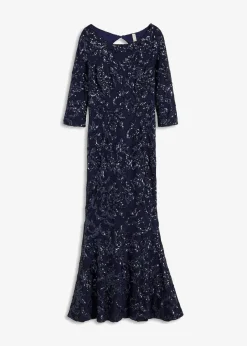 bonprix Kurzgrößen|Kurzgrößen^Paillettenkleid mit Rückenausschnitt dunkelblau