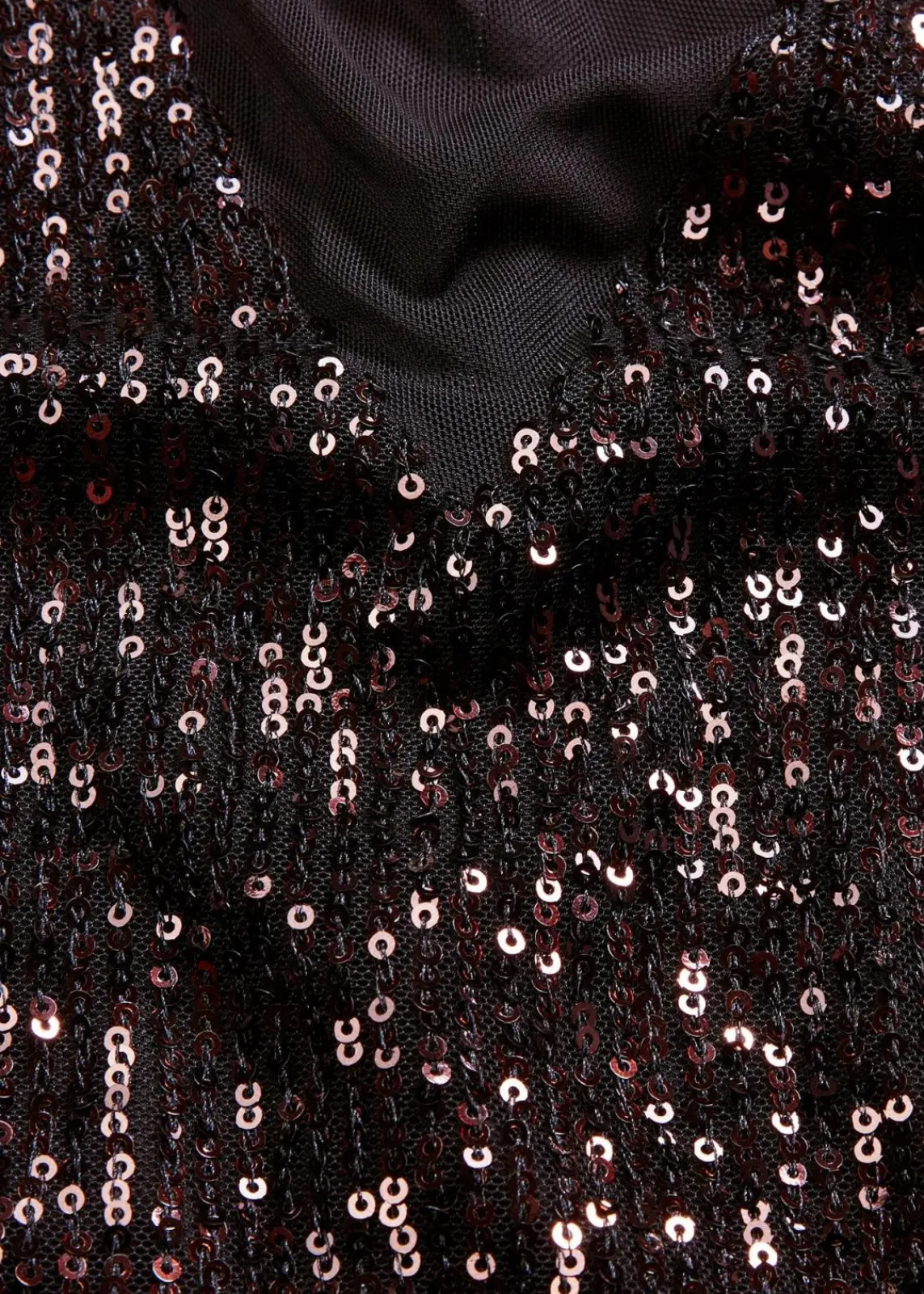 bonprix Bekleidung·Pullover & Strickjacken|Kleider^Paillettenkleid mit Schulterpolstern schwarz/kaffeebraun metallic