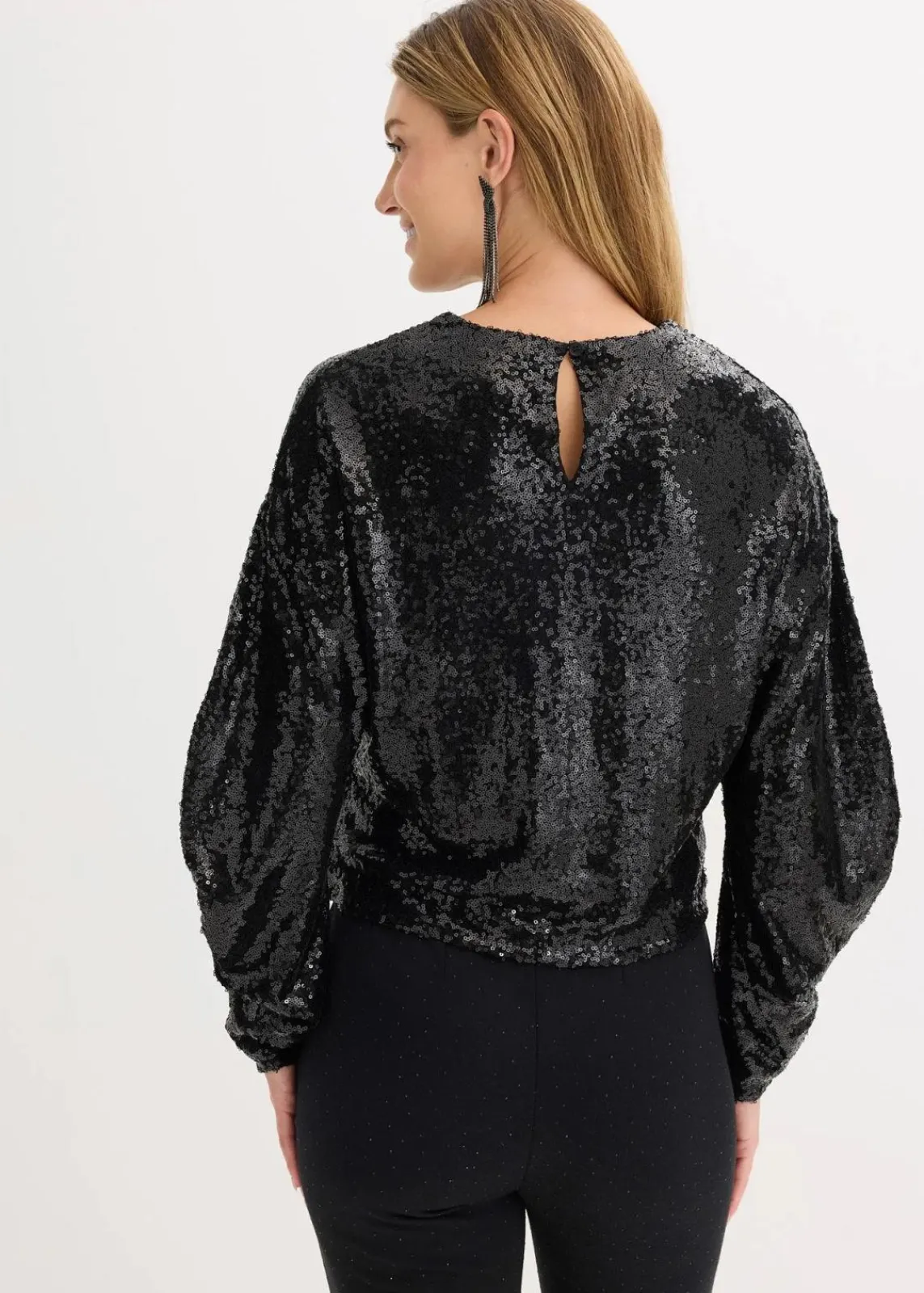 bonprix Shirts & Tops^Pailletten-Langarmshirt schwarz