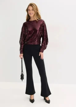 bonprix Shirts & Tops^Pailletten-Langarmshirt weinrot