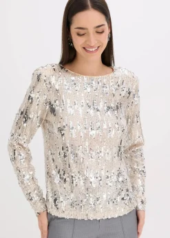 bonprix Shirts & Tops^Pailletten-Langarmshirt gold
