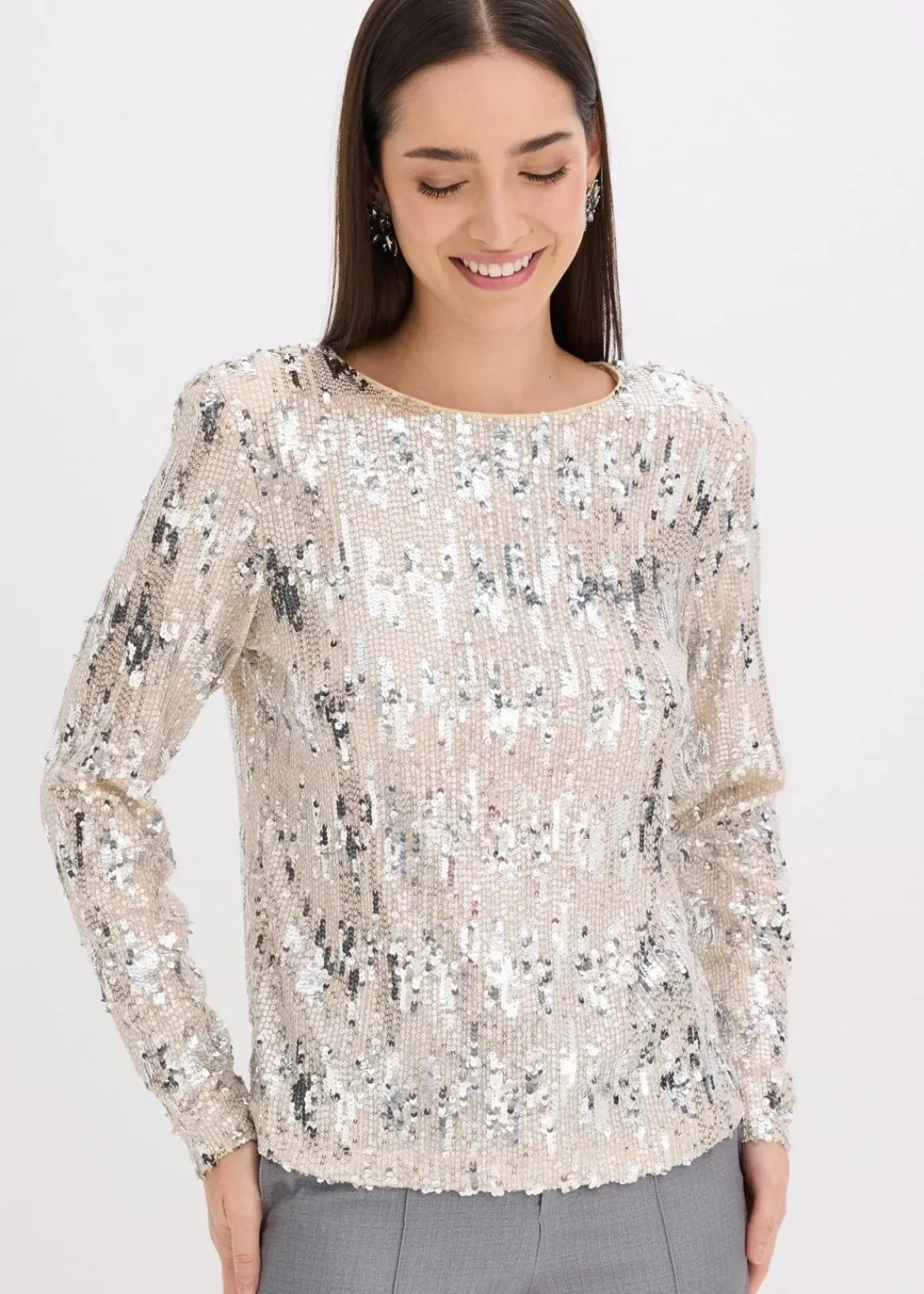 bonprix Shirts & Tops^Pailletten-Langarmshirt gold
