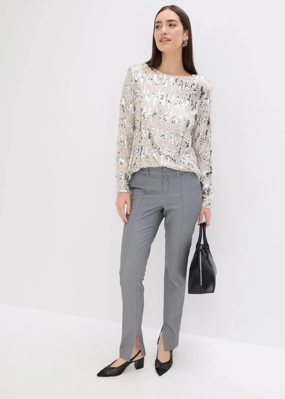 bonprix Shirts & Tops^Pailletten-Langarmshirt gold