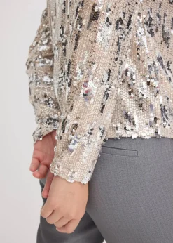 bonprix Shirts & Tops^Pailletten-Langarmshirt gold