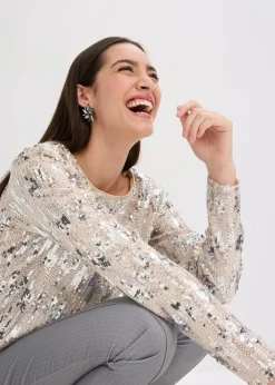 bonprix Shirts & Tops^Pailletten-Langarmshirt gold