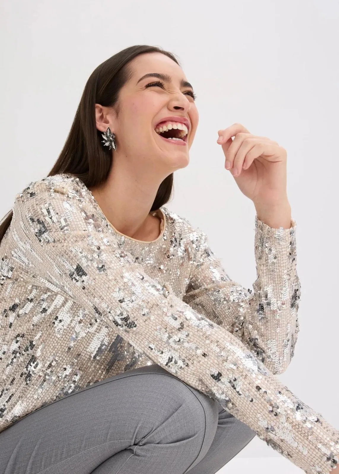 bonprix Shirts & Tops^Pailletten-Langarmshirt gold