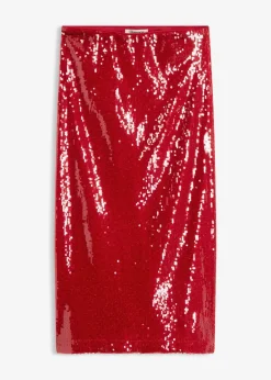 bonprix Röcke|Bekleidung·Sportbekleidung^Pailletten-Midirock chillirot