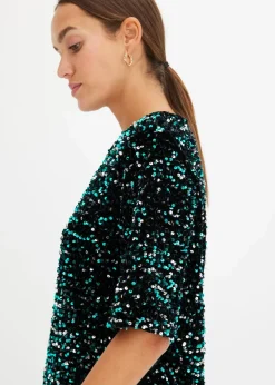 bonprix Shirts & Tops^Pailletten-Shirt schwarz/grün/silber