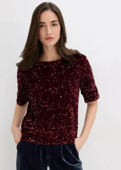 bonprix Shirts & Tops^Pailletten-Shirt bordeaux
