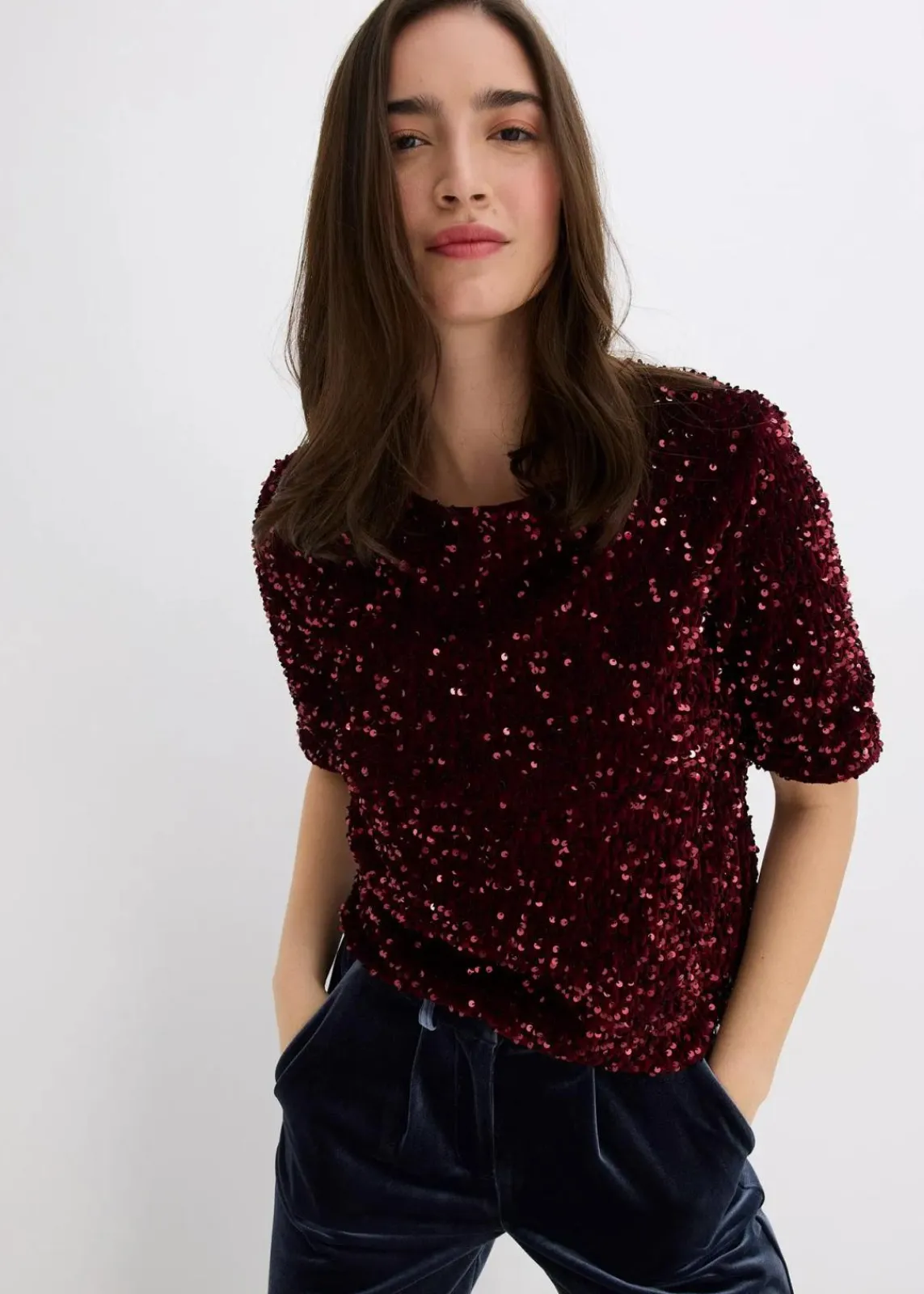 bonprix Shirts & Tops^Pailletten-Shirt bordeaux