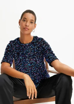 bonprix Shirts & Tops^Pailletten-Shirt schwarz/pink/türkis