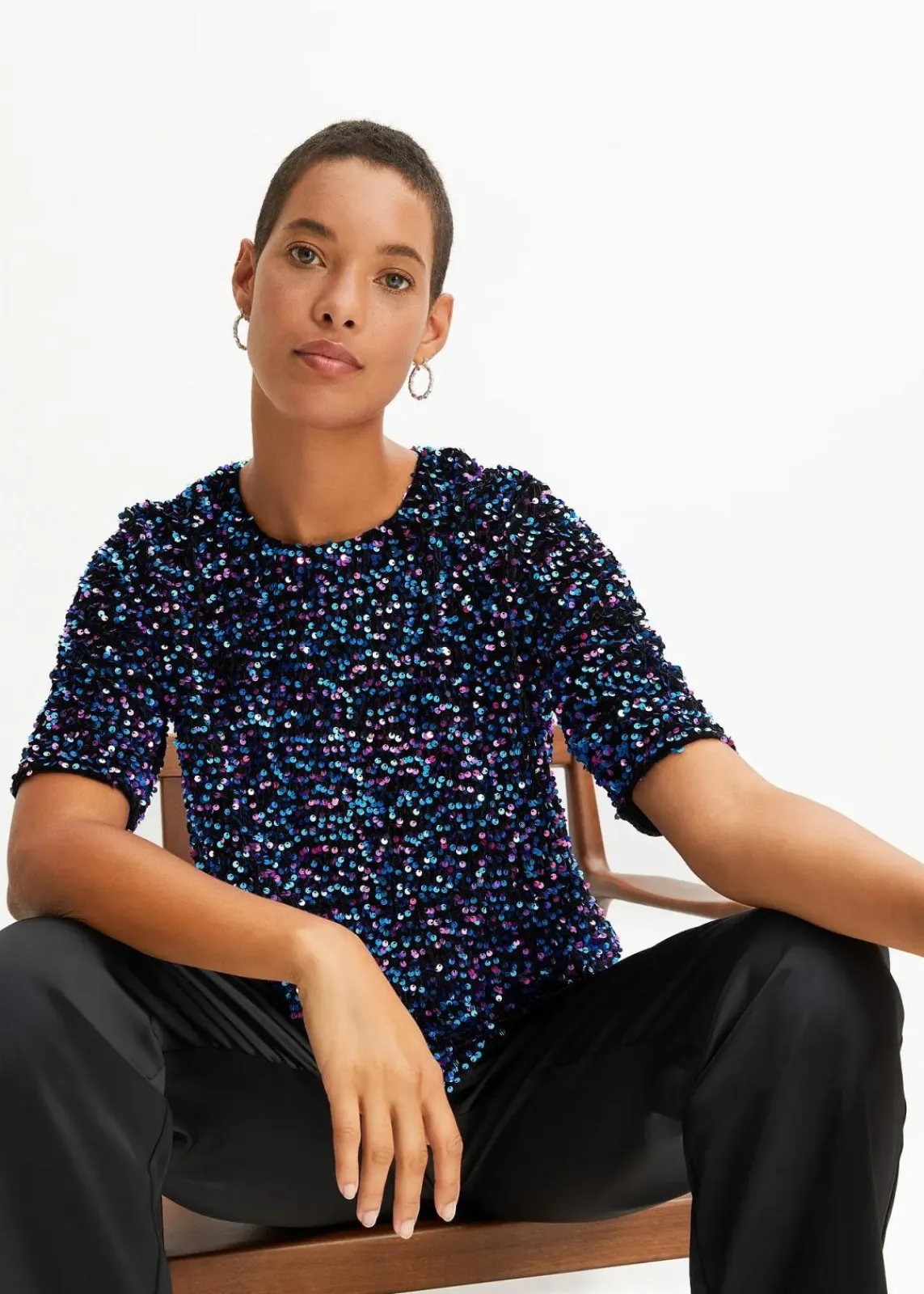 bonprix Shirts & Tops^Pailletten-Shirt schwarz/pink/türkis