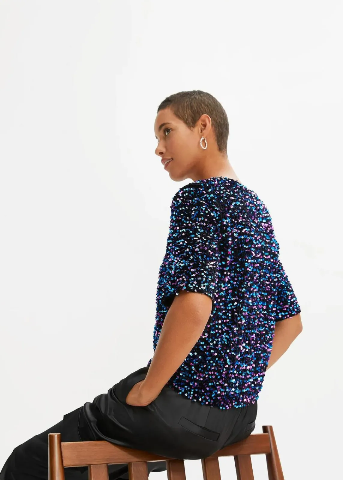 bonprix Shirts & Tops^Pailletten-Shirt schwarz/pink/türkis