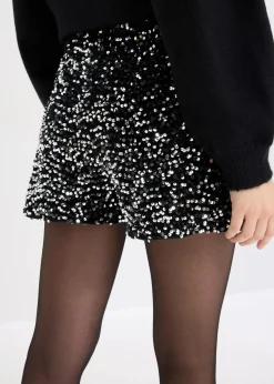 bonprix Shorts|Hosen^Pailletten-Shorts schwarz/silber