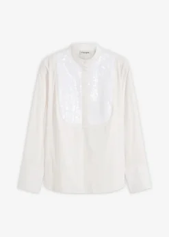 bonprix Blusen & Tuniken|Bekleidung·Jacken & Mäntel^Paillettentunika wollweiß