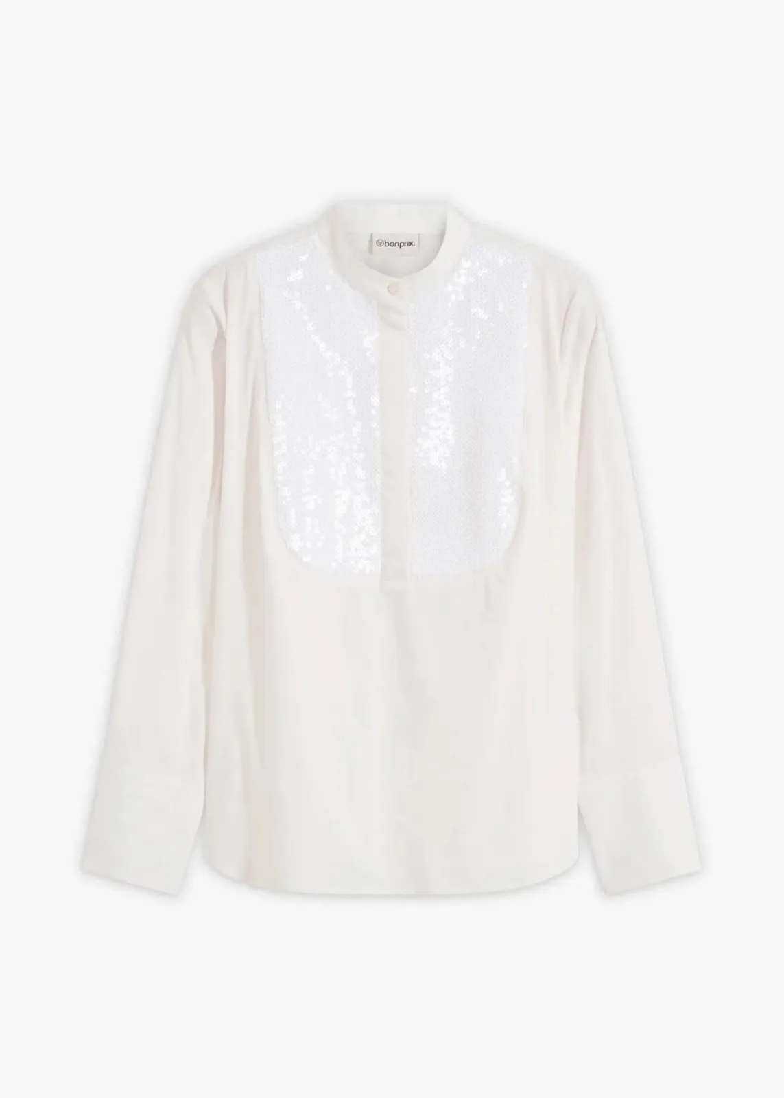 bonprix Blusen & Tuniken|Bekleidung·Jacken & Mäntel^Paillettentunika wollweiß