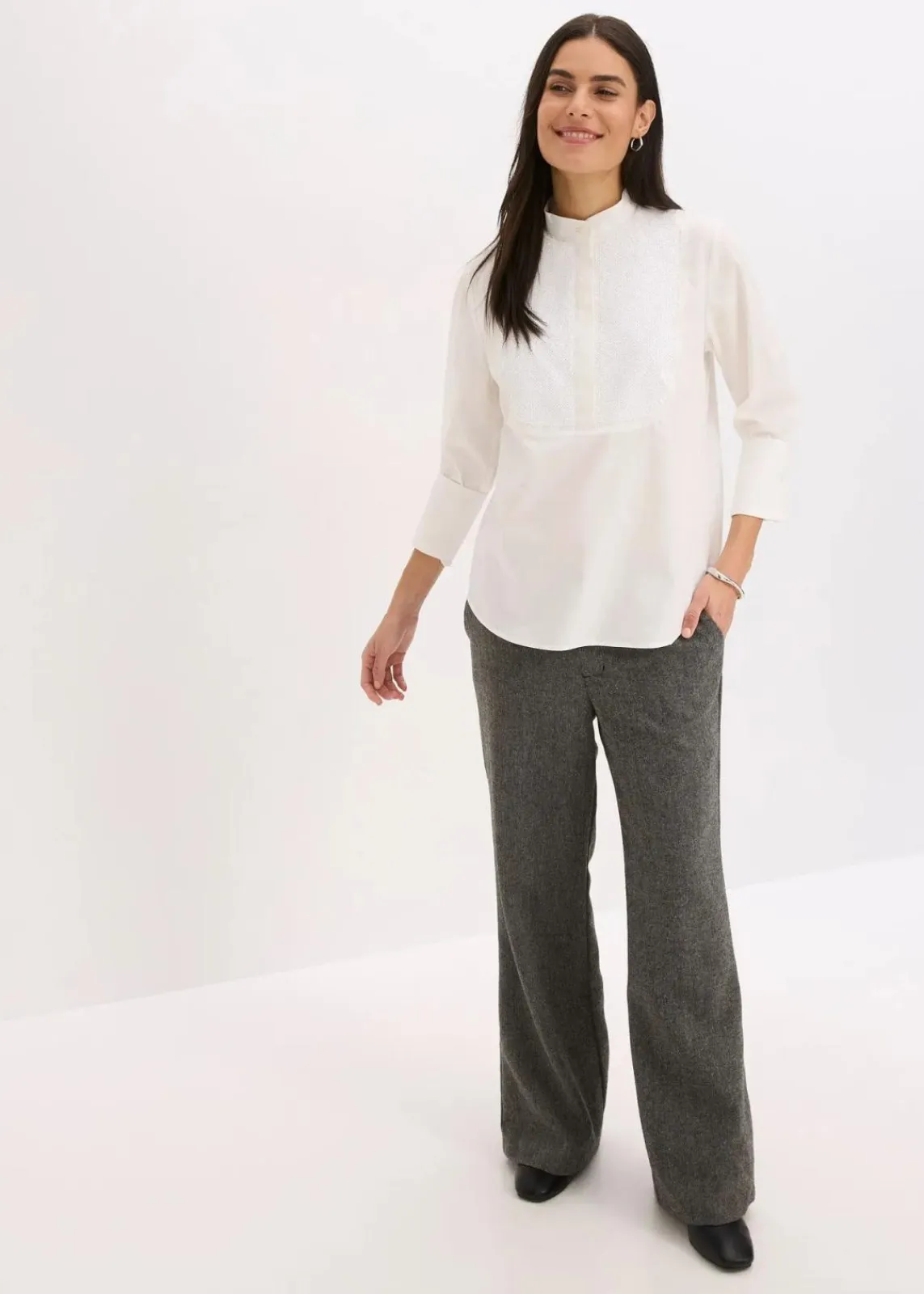 bonprix Blusen & Tuniken|Bekleidung·Jacken & Mäntel^Paillettentunika wollweiß