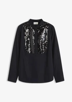 bonprix Bekleidung·Jacken & Mäntel|Blusen & Tuniken^Paillettentunika schwarz