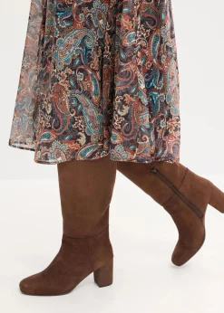 bonprix Kurzgrößen|Bekleidung·Pullover & Strickjacken^Paisleykleid aus Chiffon schwarz/beige paisley
