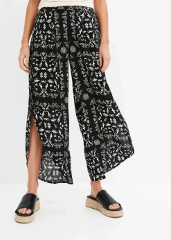 bonprix Bekleidung·Kleider|Hosen^Palazzo-Hose schwarz/wollweiß sonstige